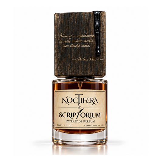 SCRIPTORIUM extrait de parfum by Noctifera, 30 ml bottle with hand-aged wooden cap